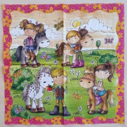 Servietten Mädchen und Ponys
