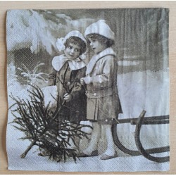 Servietten Mädchen mit Tannenbaum