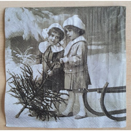 Servietten Mädchen mit Tannenbaum
