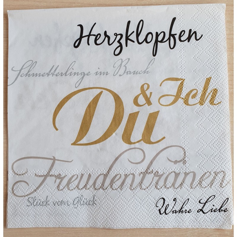 Servietten Herzklopfen gold