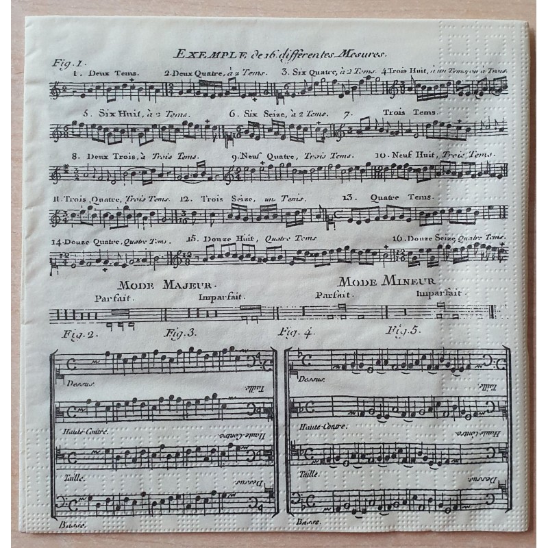 Servietten Musiknoten creme