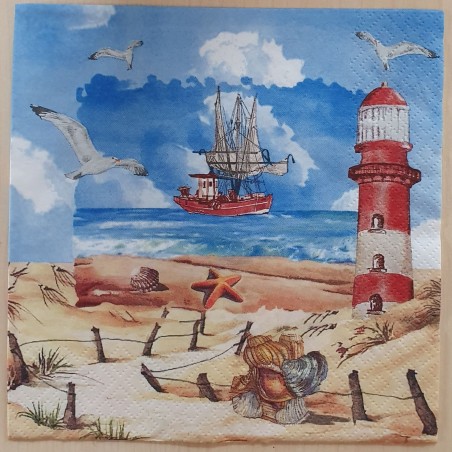 Servietten Leuchtturm/Schiff