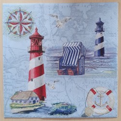 Servietten Leuchtturm/Strandkorb