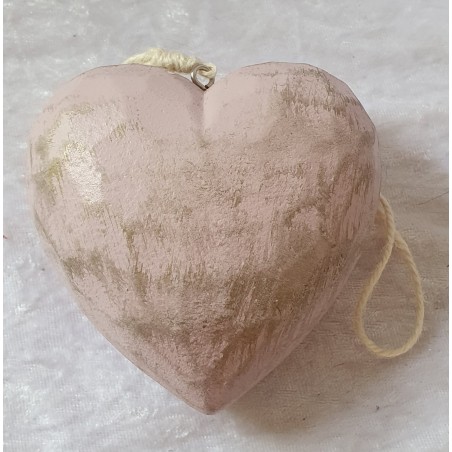 Holz Herz rosa/gold