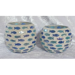 Windlicht Glas Fische
