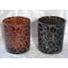 Windlicht Glas Leopard rot