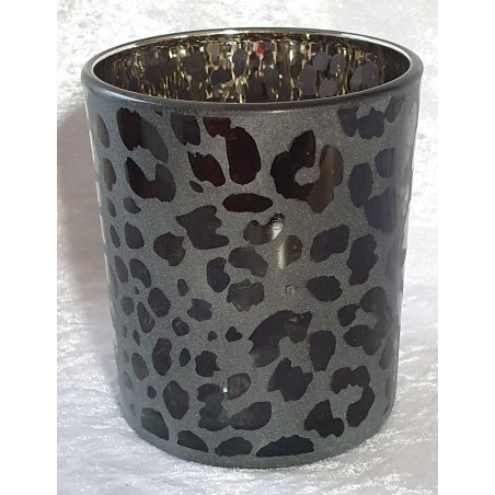 Windlicht Glas Leopard anthrazit