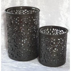Windlicht mit Glas schwarz