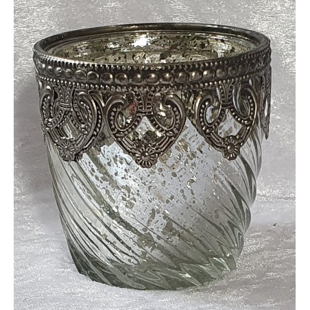 Windlicht Glas silber