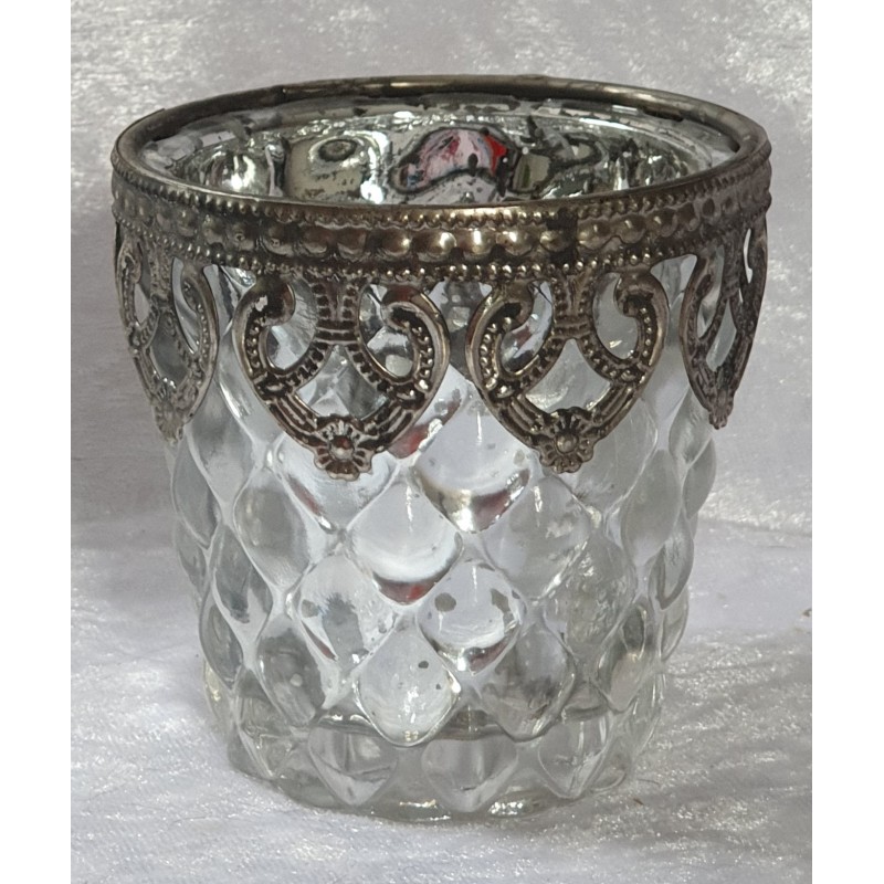 Windlicht Glas silber