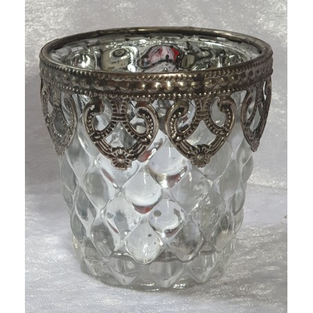 Windlicht Glas silber