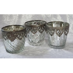 Windlicht Glas silber