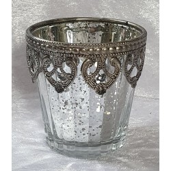 Windlicht Glas silber