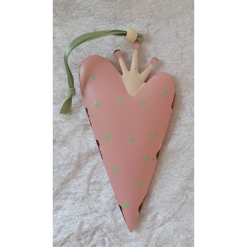 Metall Herz mit Krone rosa