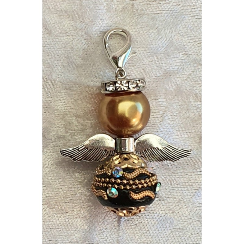 Kashmiriperlen Engel schwarz/gold
