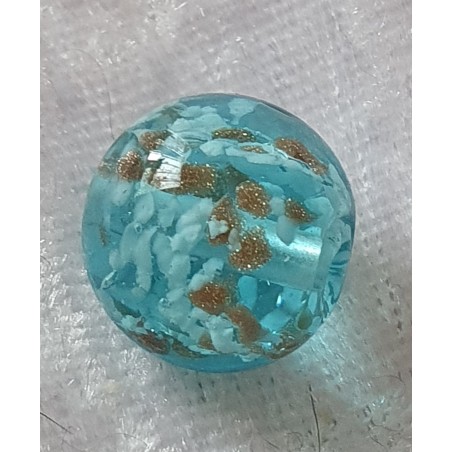 Glasperlen hellblau/gold