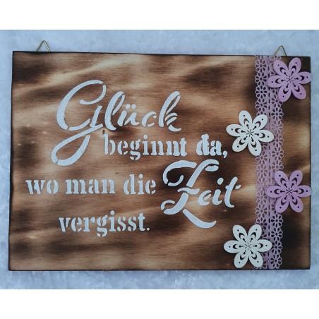 Schild Glück beginnt....