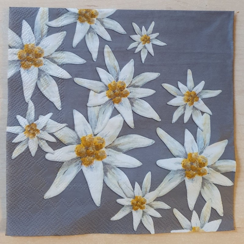 Serviette Edelweiss grau