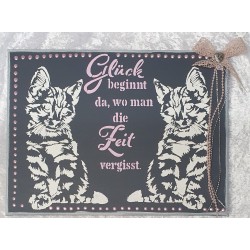 Schild Glück beginnt...