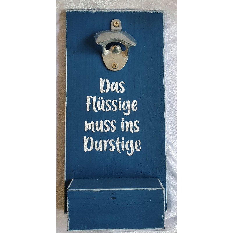Getränkeöffner Holz blau