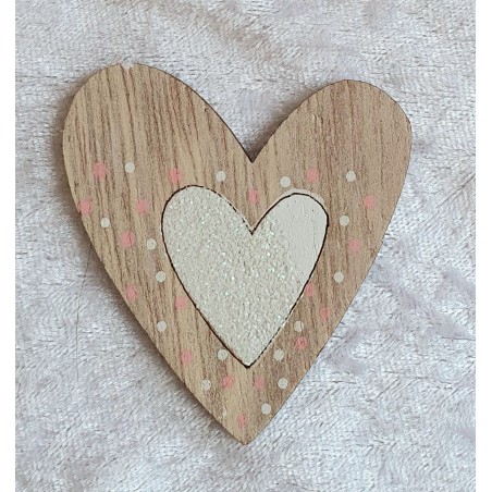 Holzherz weiss/glitzer