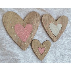 Holzherz weiss/glitzer