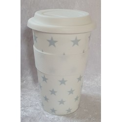 Porzellan Becher to go weiss/Sterne