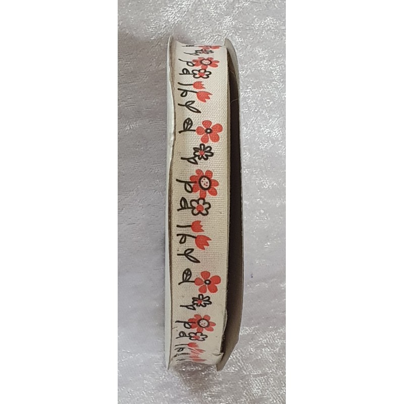 Dekoband Blumen beige