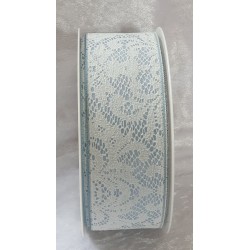 Dekoband Spitzenmuster weiss/hellblau