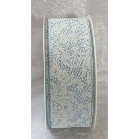 Dekoband Spitzenmuster weiss/hellblau