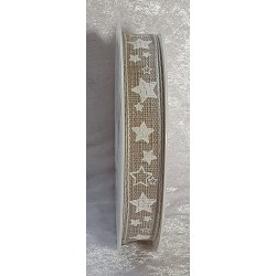 Dekoband Sterne natur/weiss