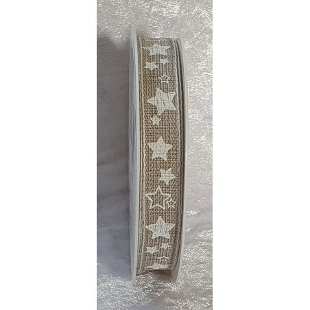 Dekoband Sterne natur/weiss