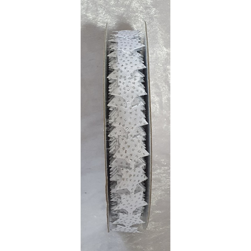 Dekoband Sterne silber/weiss