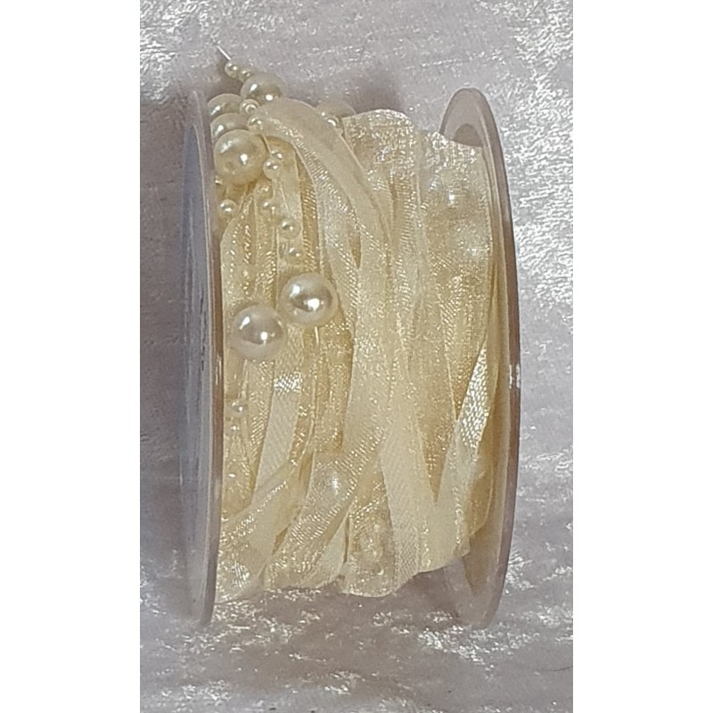 Dekoband mit Perlen creme