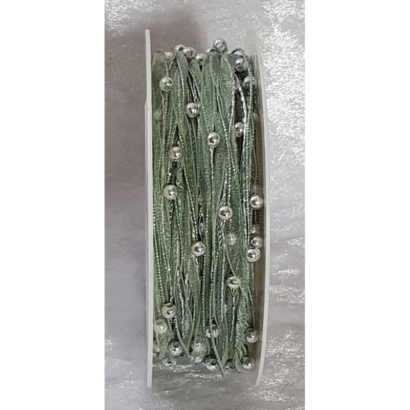 Organza Kordel mit Perlen seegrün