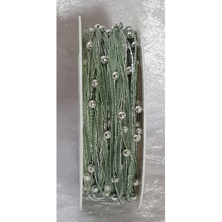 Organza Kordel mit Perlen seegrün