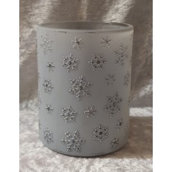 Teelicht Glas Schneeflocken