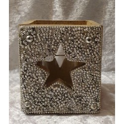 Holz Teelicht mit Glas Stern