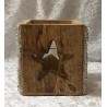 Holz Teelicht mit Glas Stern