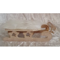 Holz Schlitten mit Kunstfell