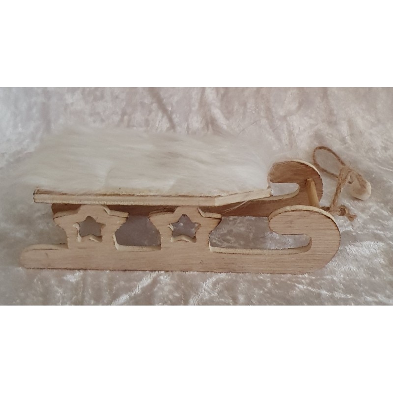 Holz Schlitten mit Kunstfell