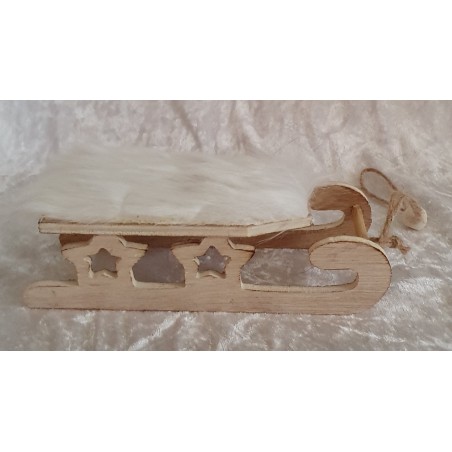 Holz Schlitten mit Kunstfell