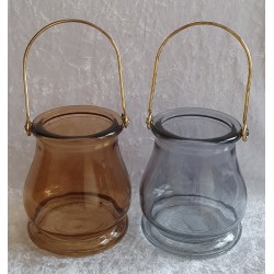 Glas Laterne braun