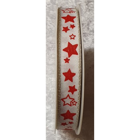 Deko Band Sterne weiss/rot