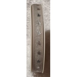 Organza Band Sterne taupe/silber