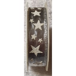 Deko Band Sterne silber mit Drahtkante