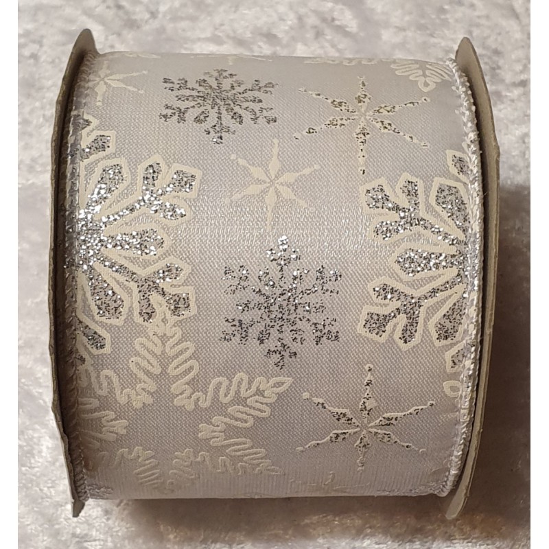 Deko Band Schneeflocken weiss