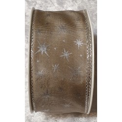 Deko Band Sterne taupe/silber