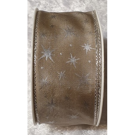 Deko Band Sterne taupe/silber