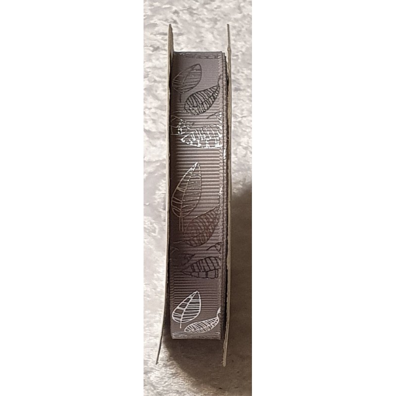 Deko Band Blätter taupe/silber